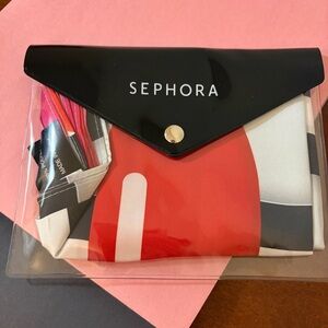 Sephora Lipstick Print Scarf with Envelope Pouch